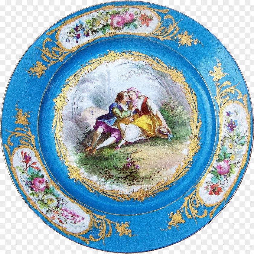 Hand-painted Couple Tableware Platter Plate Porcelain PNG