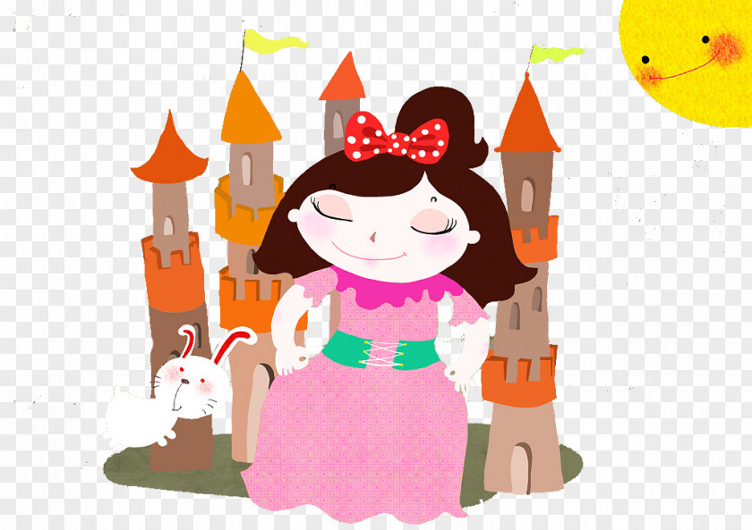 A Lovely Little Princess In Dress Cartoon Illustration PNG