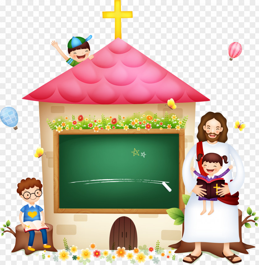Jesus With Children Bible Religion Christianity Illustration PNG