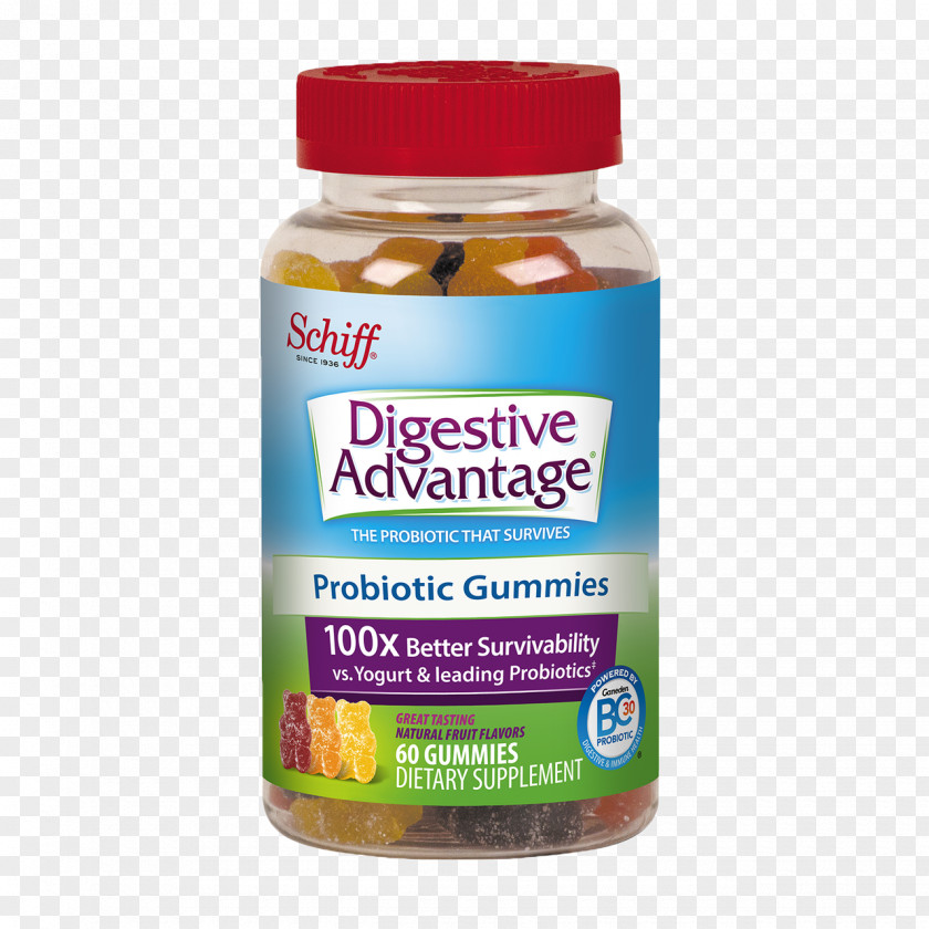 Vitamin Fruit Dietary Supplement Gummy Candy Bear Digestive Advantage Daily Probiotic PNG