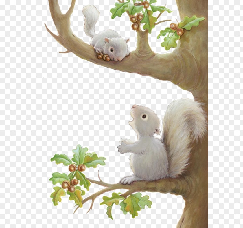 Hand-painted Squirrel Trees PNG