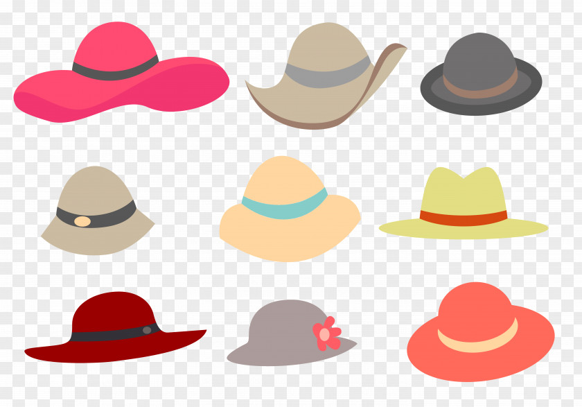 Different Styles Of Hats Straw Hat Euclidean Vector PNG