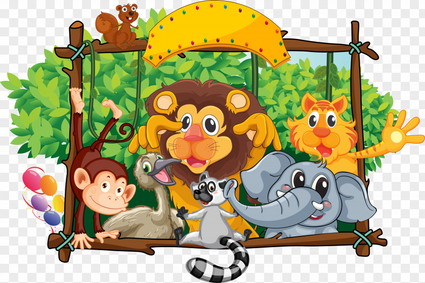 Safari Cartoon Animal Drawing PNG