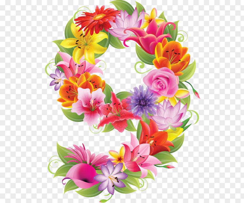 Flower Clip Art Floral Design Number PNG