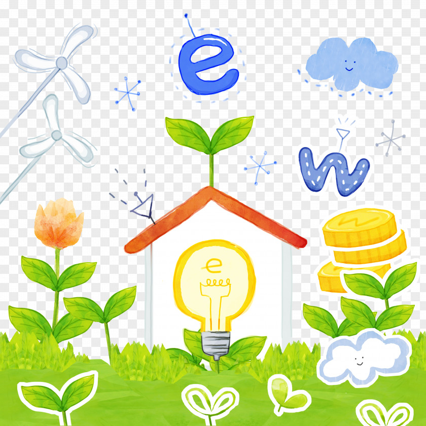 Bulb Plant Environmental Protection Cartoon Energy Conservation Illustration PNG