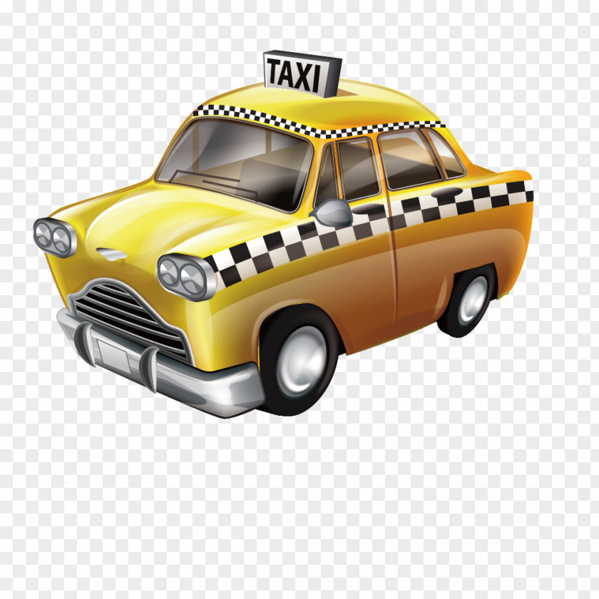 Vector Yellow Taxi Airport Bus Cab Hackney Carriage Clip Art PNG