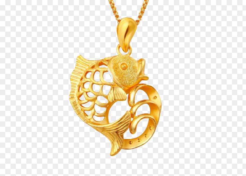 Gold Fish Pendant Locket Jewellery PNG