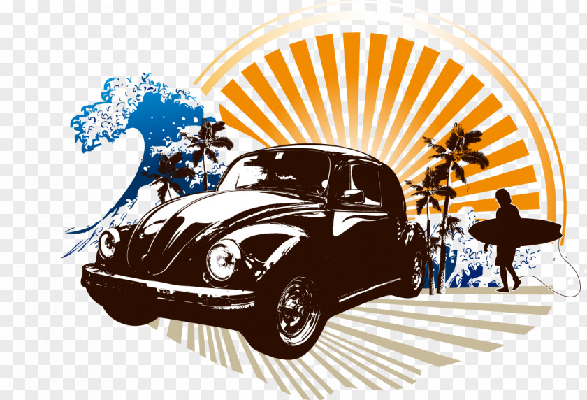 Hand-painted Classic Cars Vector 2012 Volkswagen Beetle Car New MINI Cooper PNG