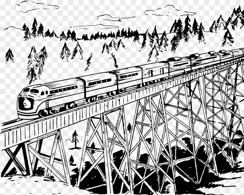 Railroad Tracks Trestle Bridge Rail Transport Train Clip Art PNG