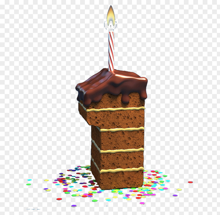 Chocolate Cake Number 1 Buttercream PNG