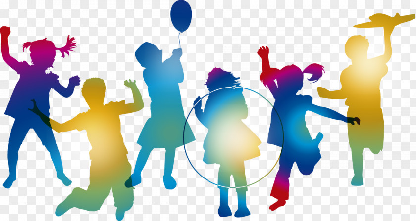 Colored Silhouettes Of Children Jumping Child Silhouette Vexel PNG
