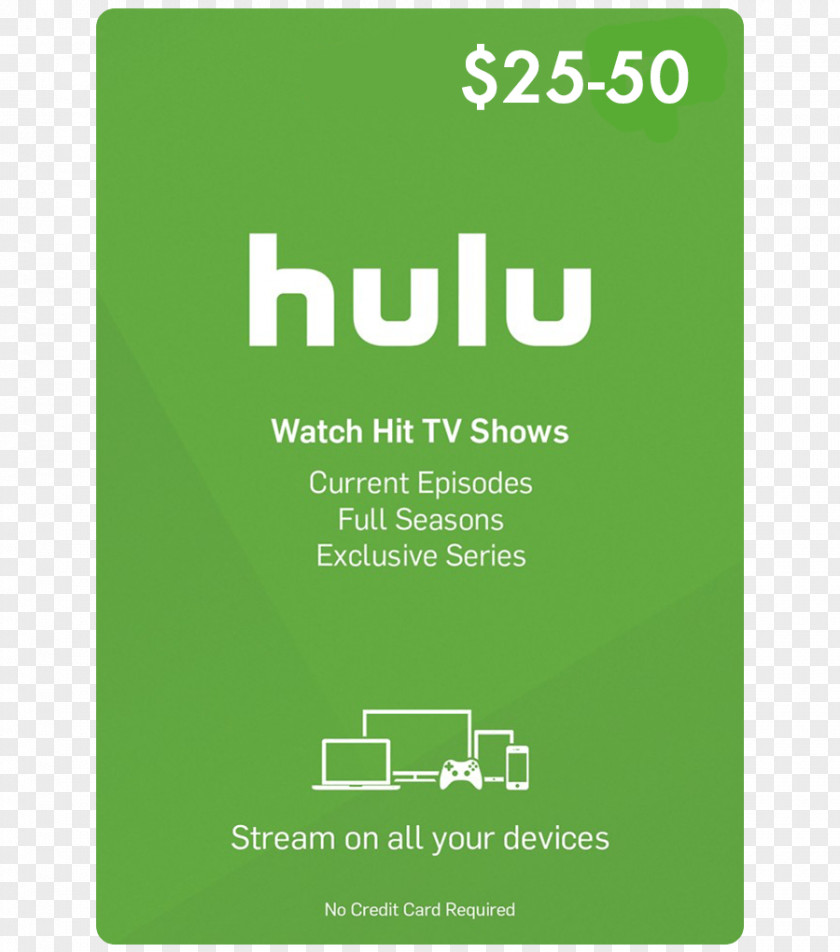 Gift Card Hulu Streaming Media Credit PNG