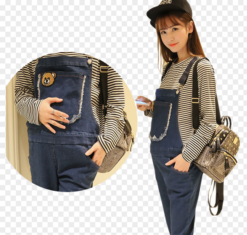 Fashion Overalls Pregnant Women T-shirt Handbag Trousers Overall PNG