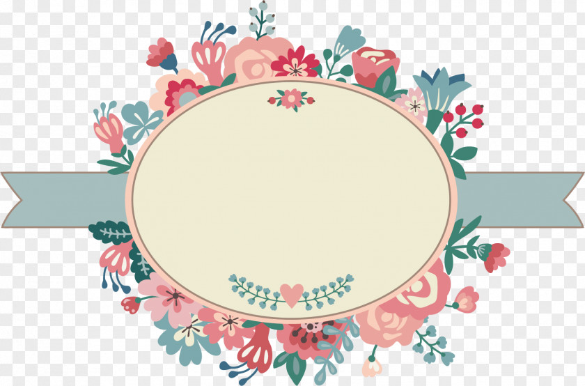 Creative Floral Border Wedding Invitation Watercolor Painting Clip Art PNG