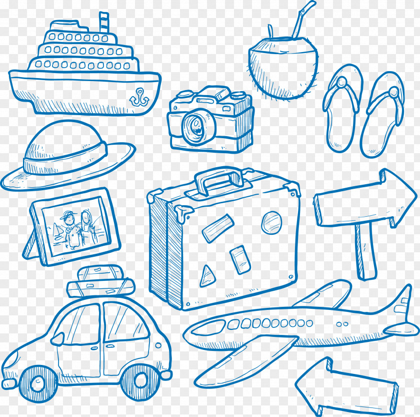 Hand Drawn Travel Vehicle Tourism Cruise Ship Euclidean Vector PNG