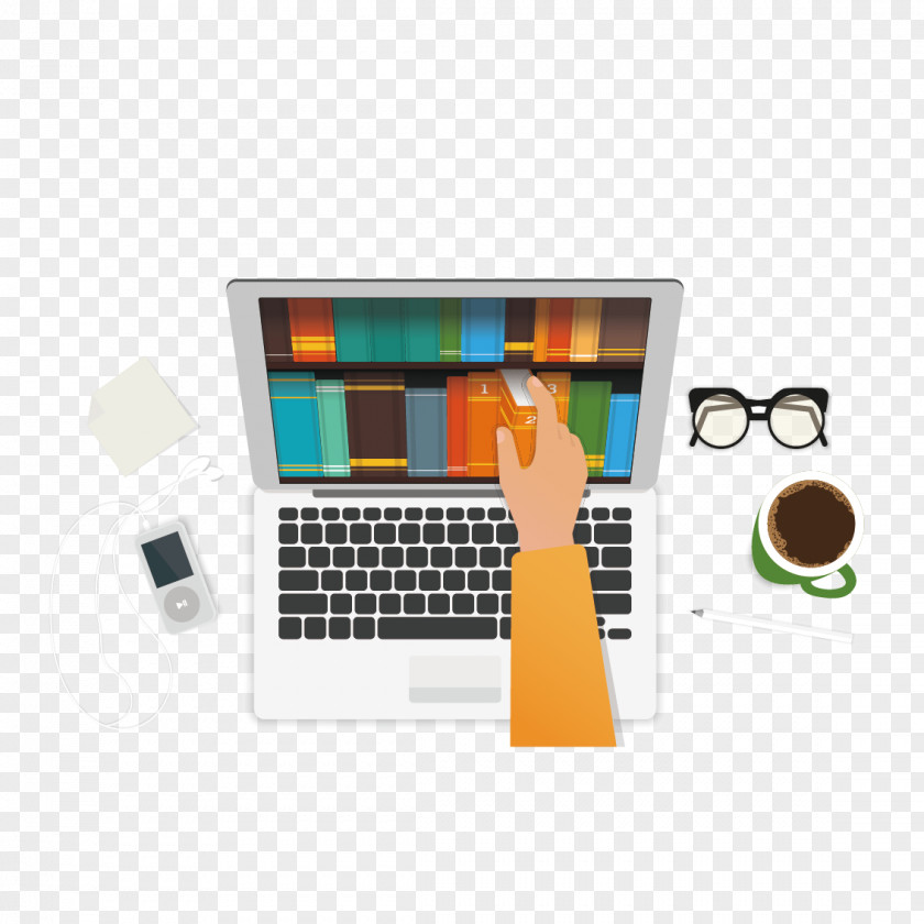 Vector Laptop And Hand E-book Stock Illustration PNG