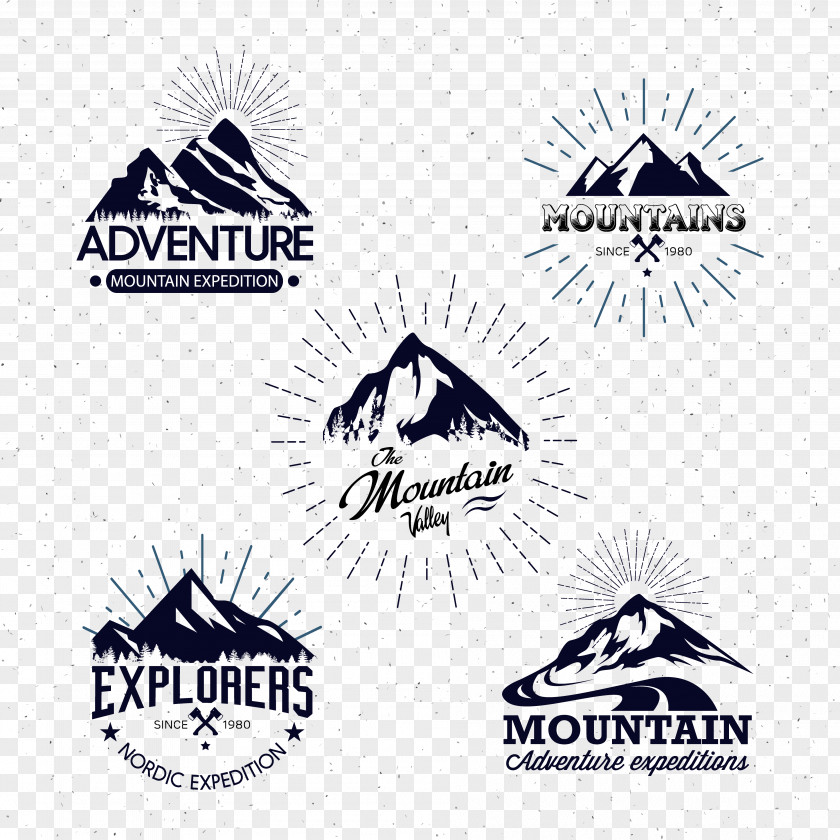 Hand Painted Black Mountain Icon Logo PNG