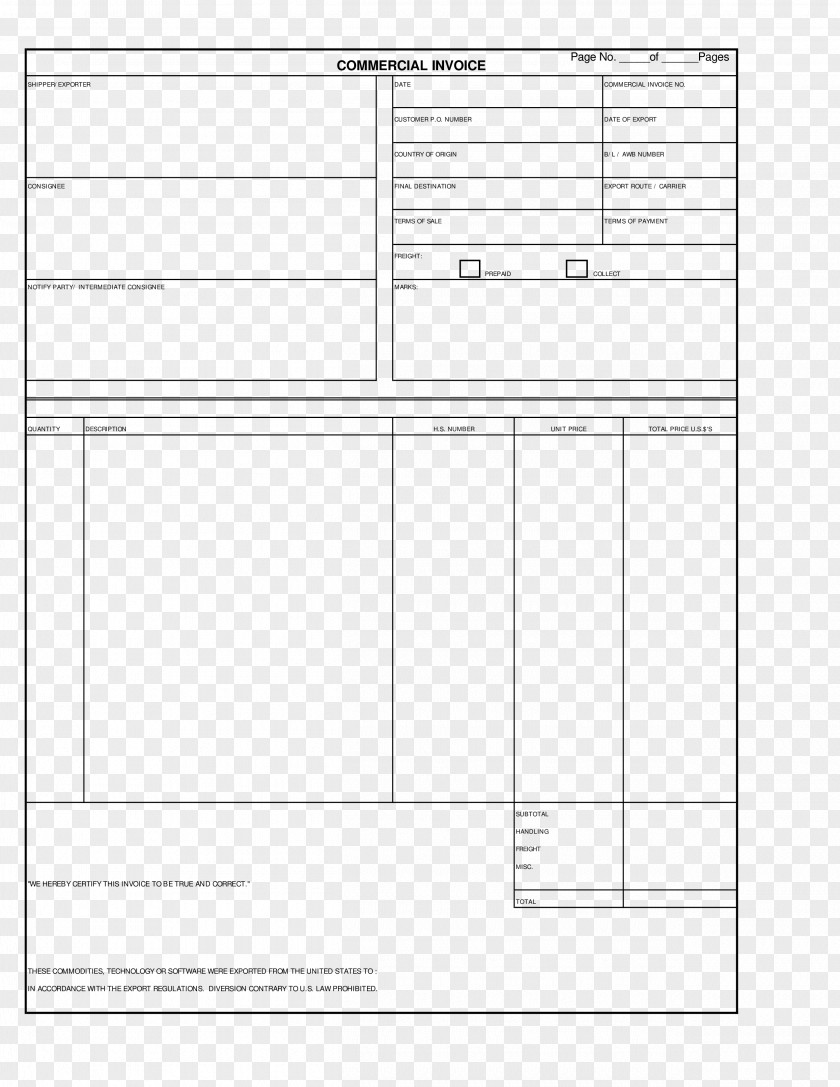 Invoice Template Document Commercial Form PNG