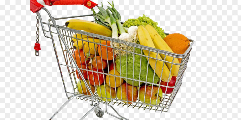 Shopping Cart Filled With Fruits And Vegetables Fruit Supermarket Centre PNG
