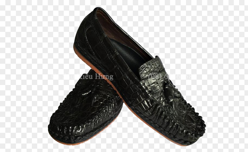 Slip-on Shoe Leather Walking Black M PNG