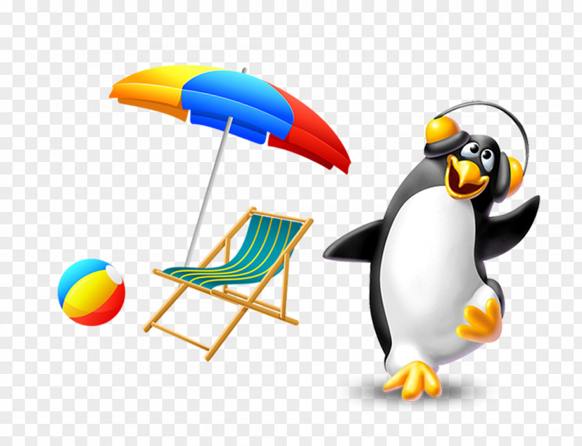 Penguin Sun Umbrella Material Download PNG