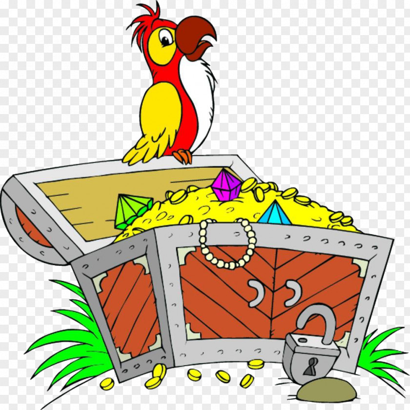 The Treasure Of Jungle Buried Parrot Clip Art PNG