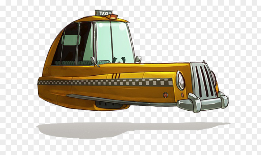 Yellow Taxi Car Future Illustrator Retrofuturism Illustration PNG