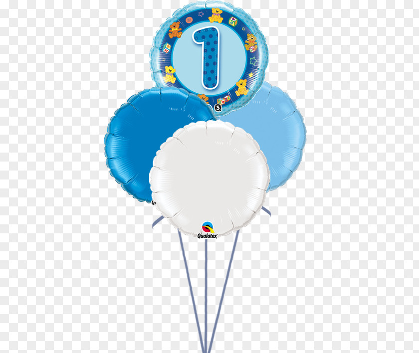 Balloon Birthday Party Blue Flower Bouquet PNG