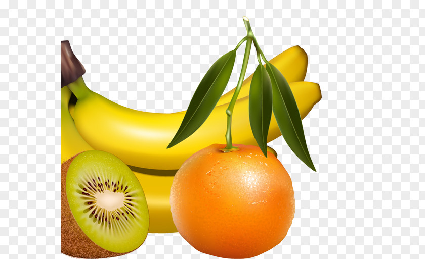 Kiwi Banana Orange Juice Tropical Fruit Realism PNG