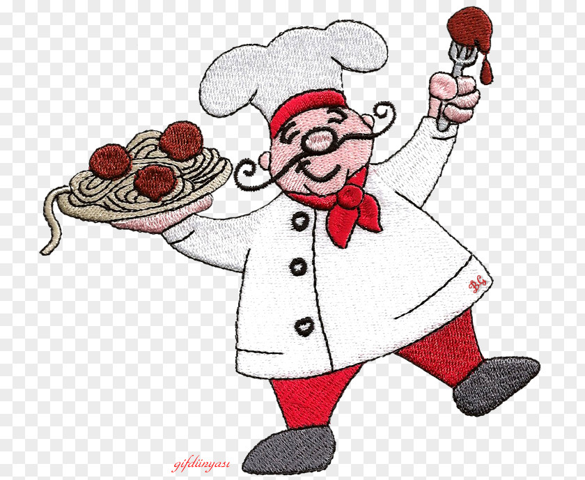 Spaghetti With Meatballs Chef Food Red Scarf PNG