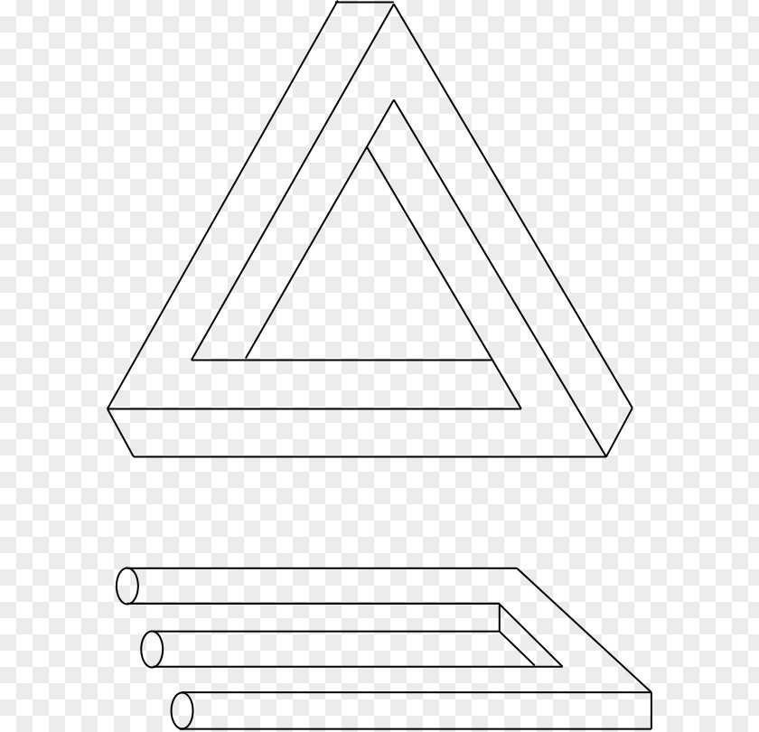 Design Penrose Triangle Impossible Object Trident Drawing Optical Illusion PNG