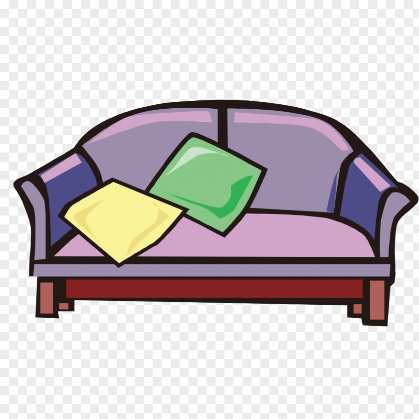Hand-painted Purple Sofa Dachshund Puppy Couch PNG