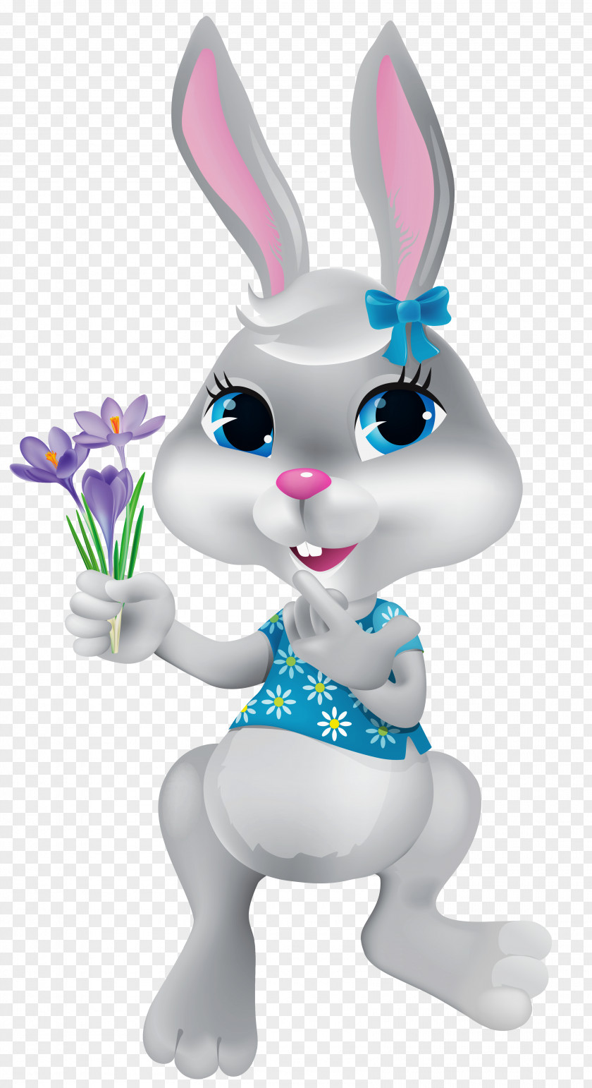 Easter Bunny With Crocuses Clipart Picture Clip Art PNG