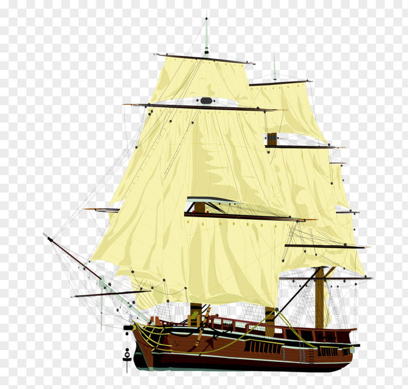 Sail Brigantine Ship Clipper Barquentine PNG