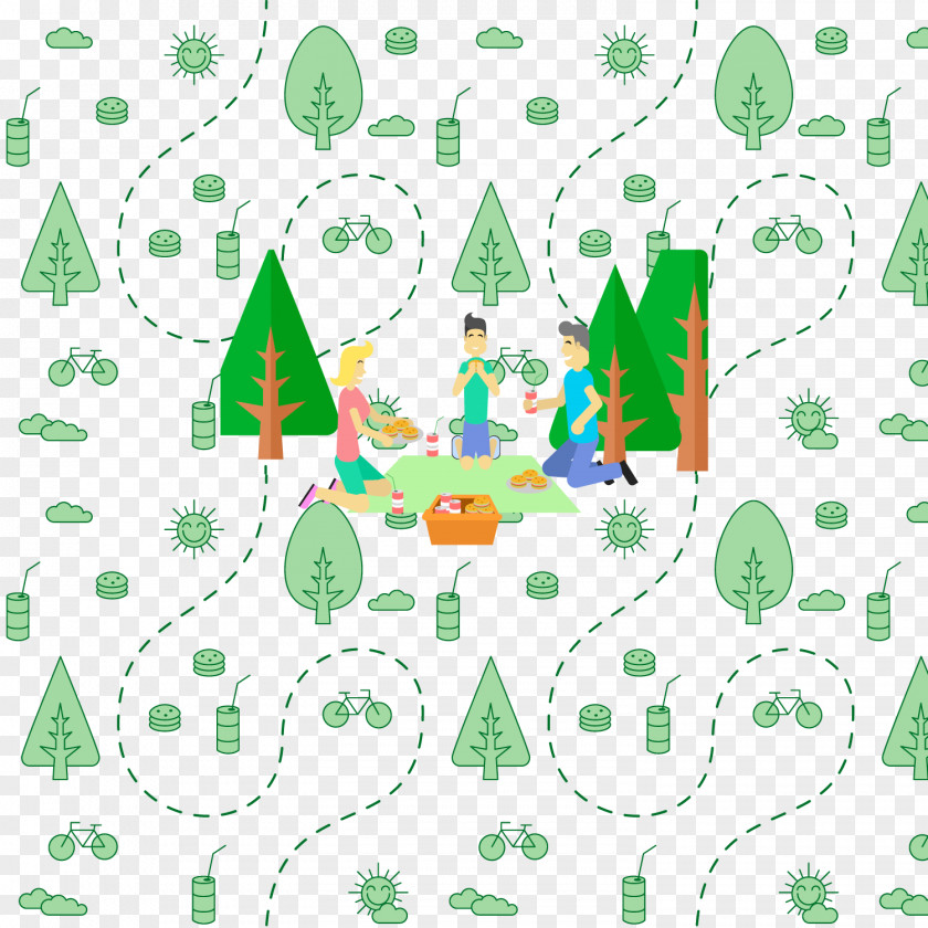 Three Family Picnic Vector Material Clip Art PNG