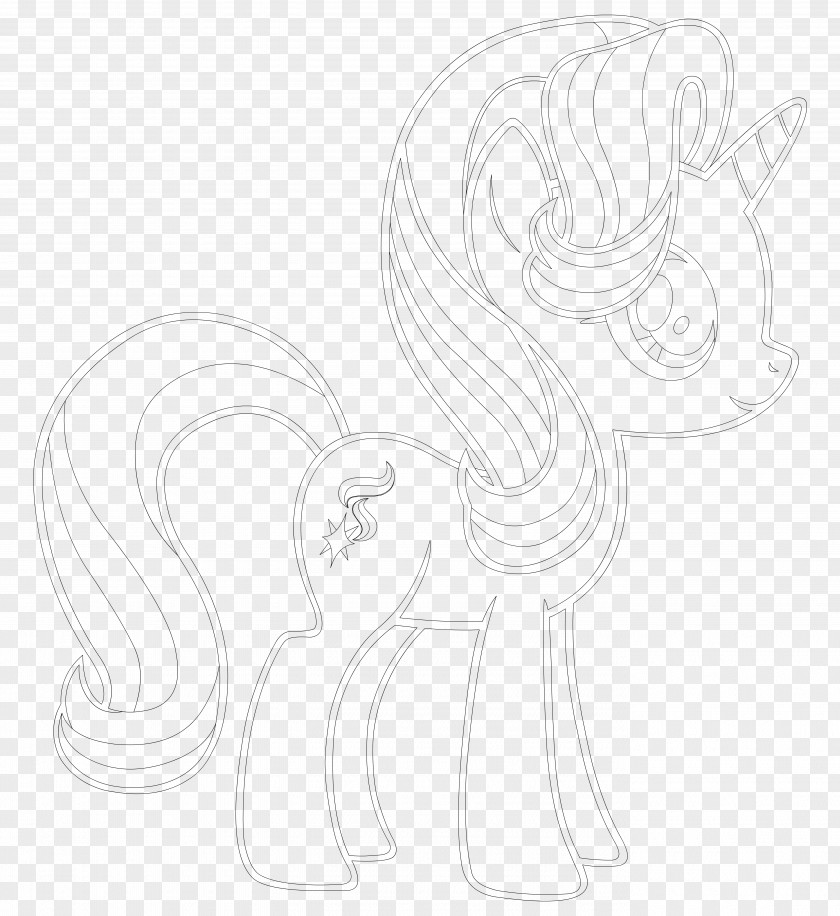 Line Art Cartoon Horse Sketch PNG