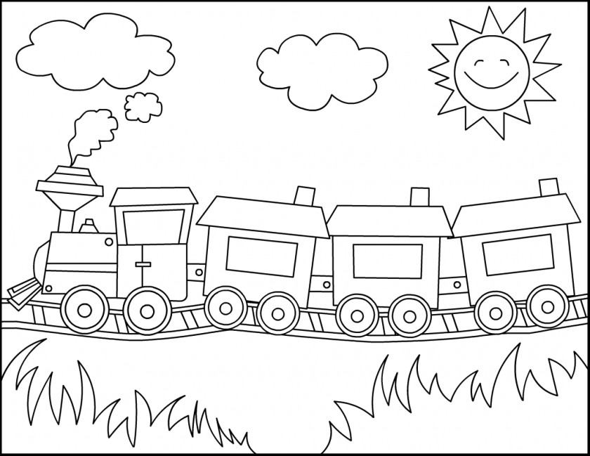 Train Drawing For Kids Thomas Rail Transport Coloring Book Steam Locomotive PNG