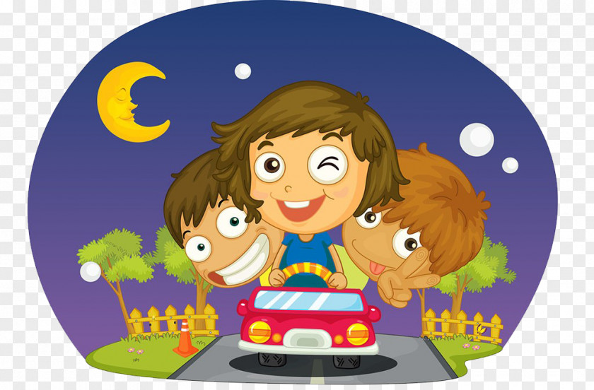 Children Drive The Car Royalty-free Illustration PNG