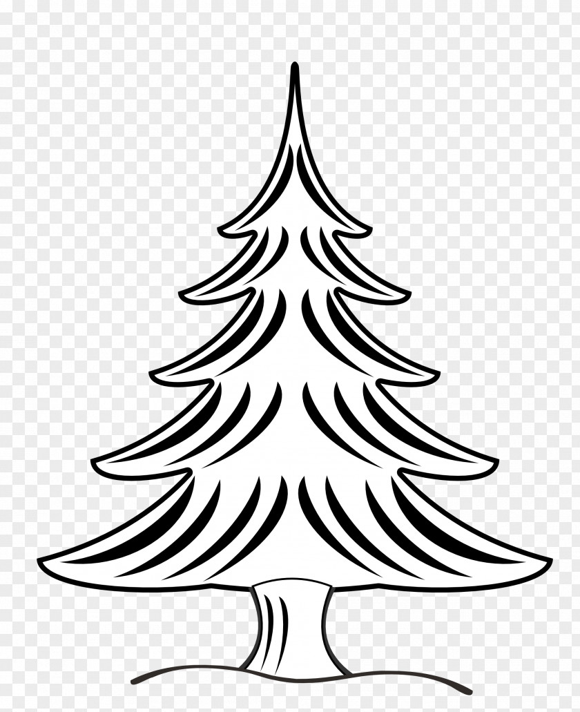 Christmas Line Art Tree Black And White Santa Claus Clip PNG