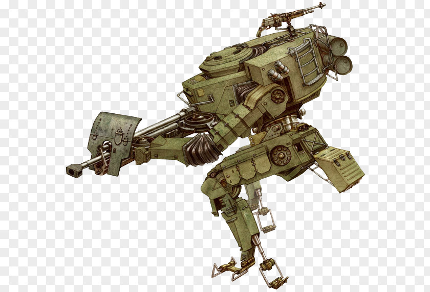 Simple Brown Mechanical Warrior Robot Concept Art Mecha Model Sheet PNG