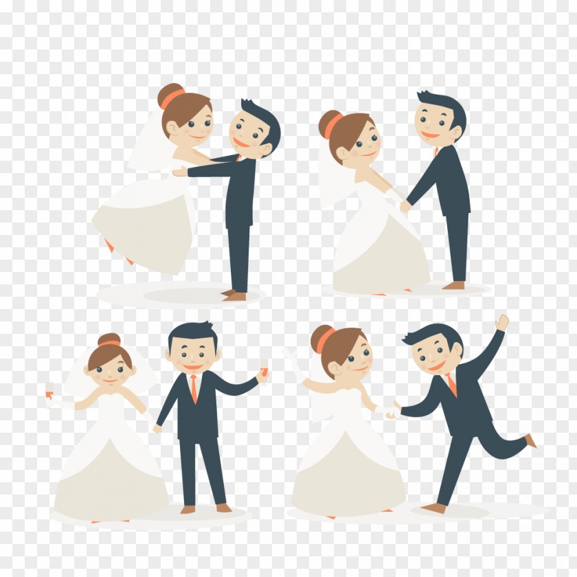 Vector A Couple Cartoon Marriage Illustration PNG