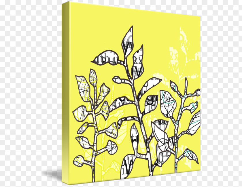 Yellow Lines Floral Design Art PNG