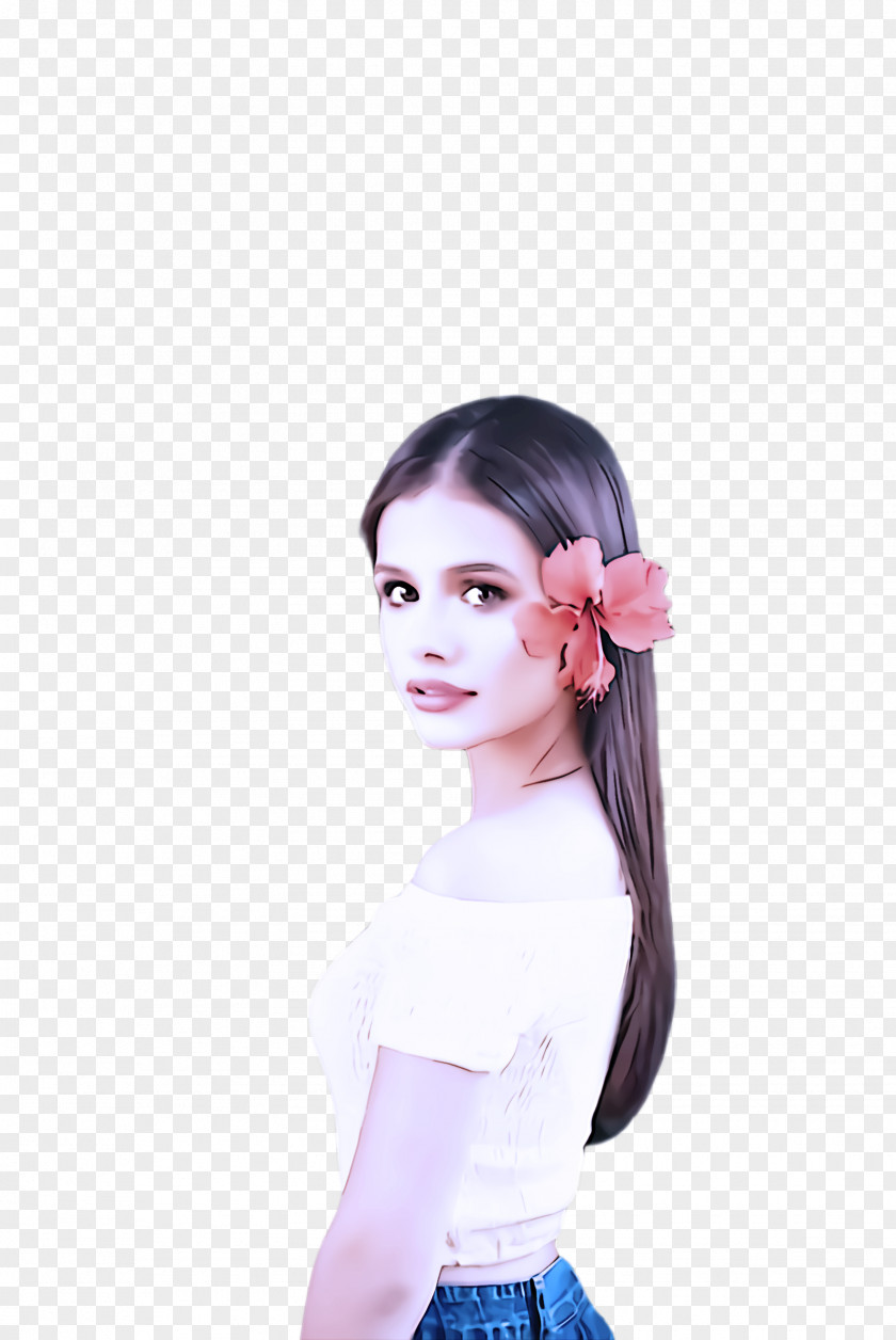 Black Hair Long White Hairstyle Beauty Pink PNG