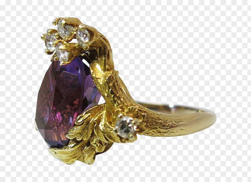 Dior Gowns 1950s Amethyst Ring Gold Brooch Jewellery PNG