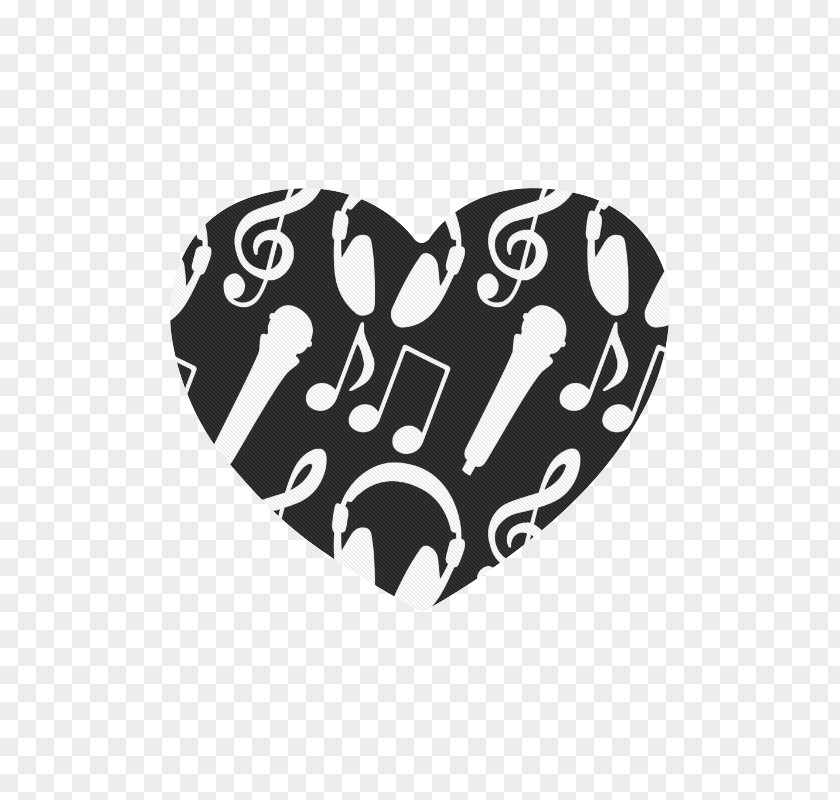 Heart With Musical Notes White Logo Font PNG