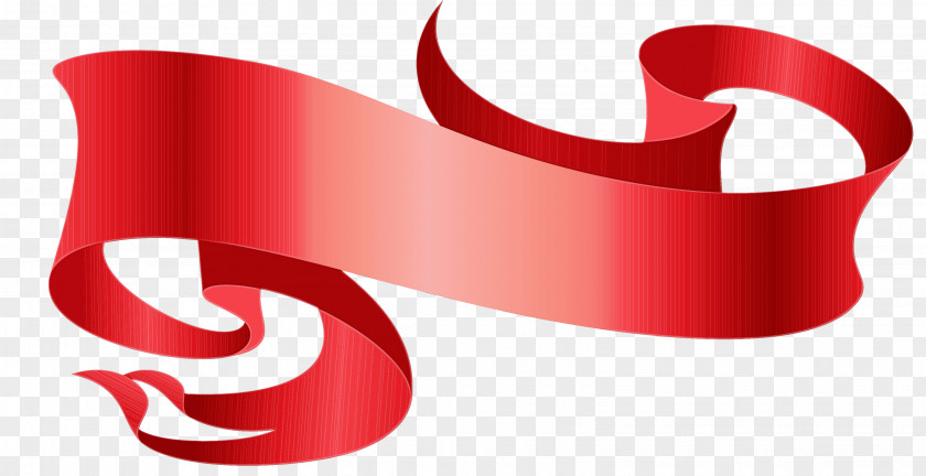 Red Ribbon Logo Line Material Property PNG