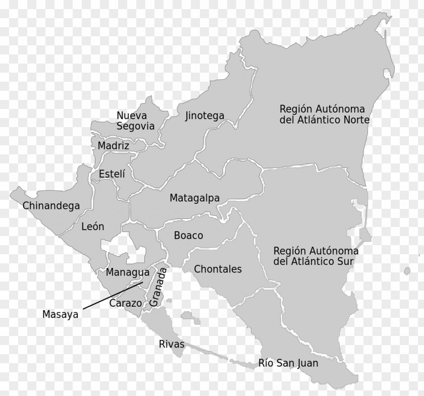 Admin Map Nicaragua Panama Country PNG