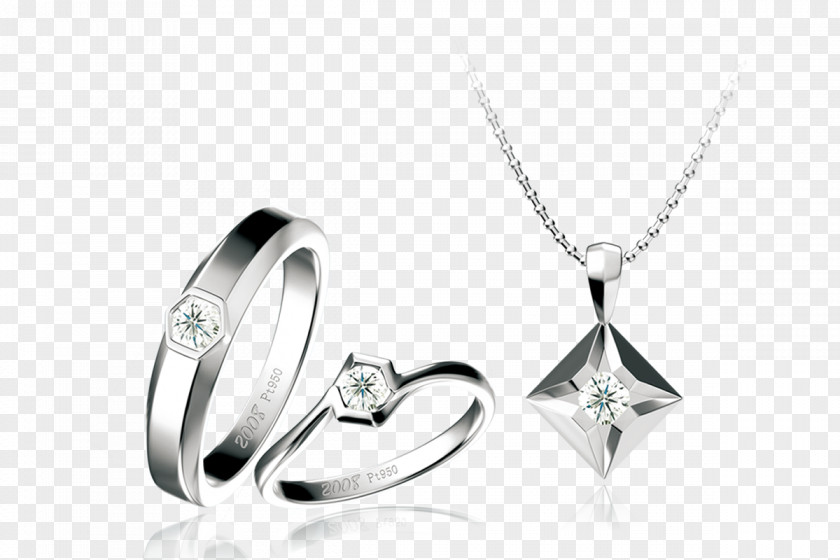 One Pair Of Diamond Ring And Necklace Wedding PNG