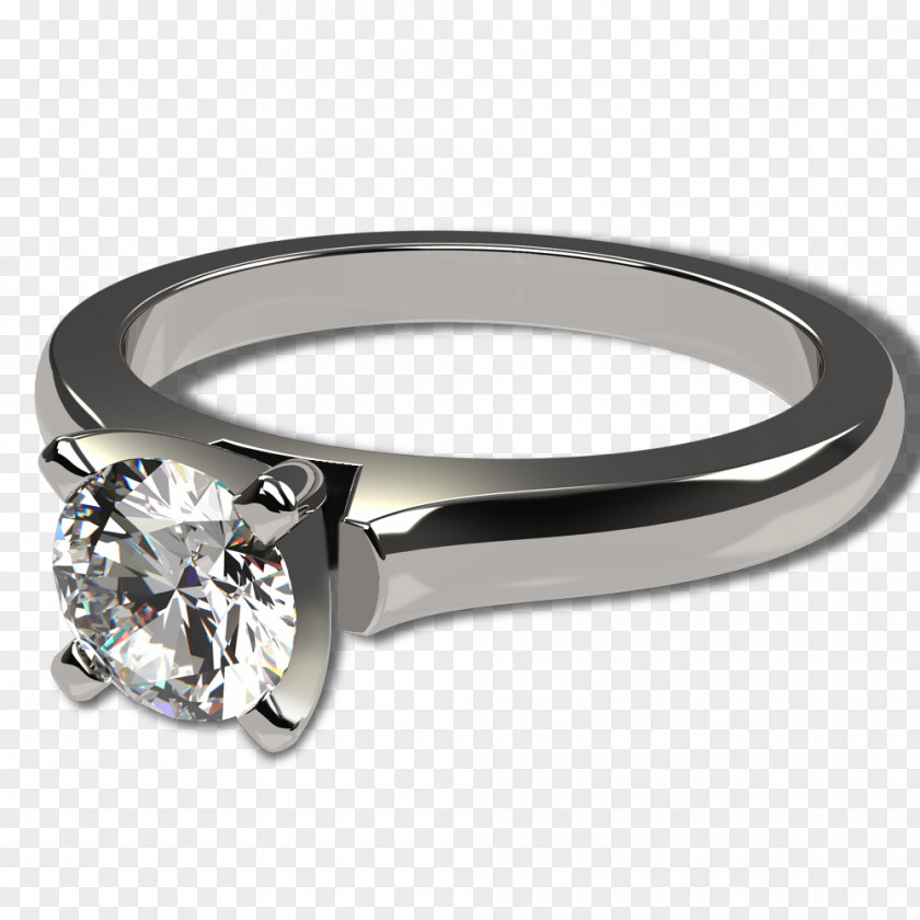 Ring Engagement Solitaire Moissanite PNG