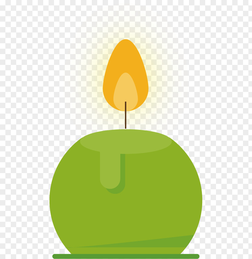 Vector Creative Hand-painted Candle Candlelight Green Leaf Illustration PNG